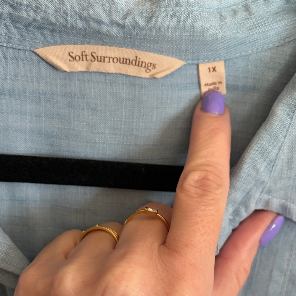 Soft Surroundings Chambray Button Down Tunic Styl… - image 2